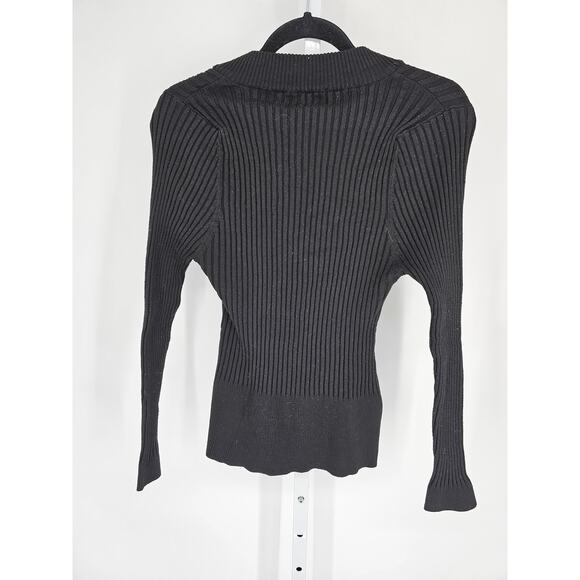 Vintage Y2K Questions by Say What Sz XL Zip Front Knit Sweater Black Rhinestone - Picture 4 of 4